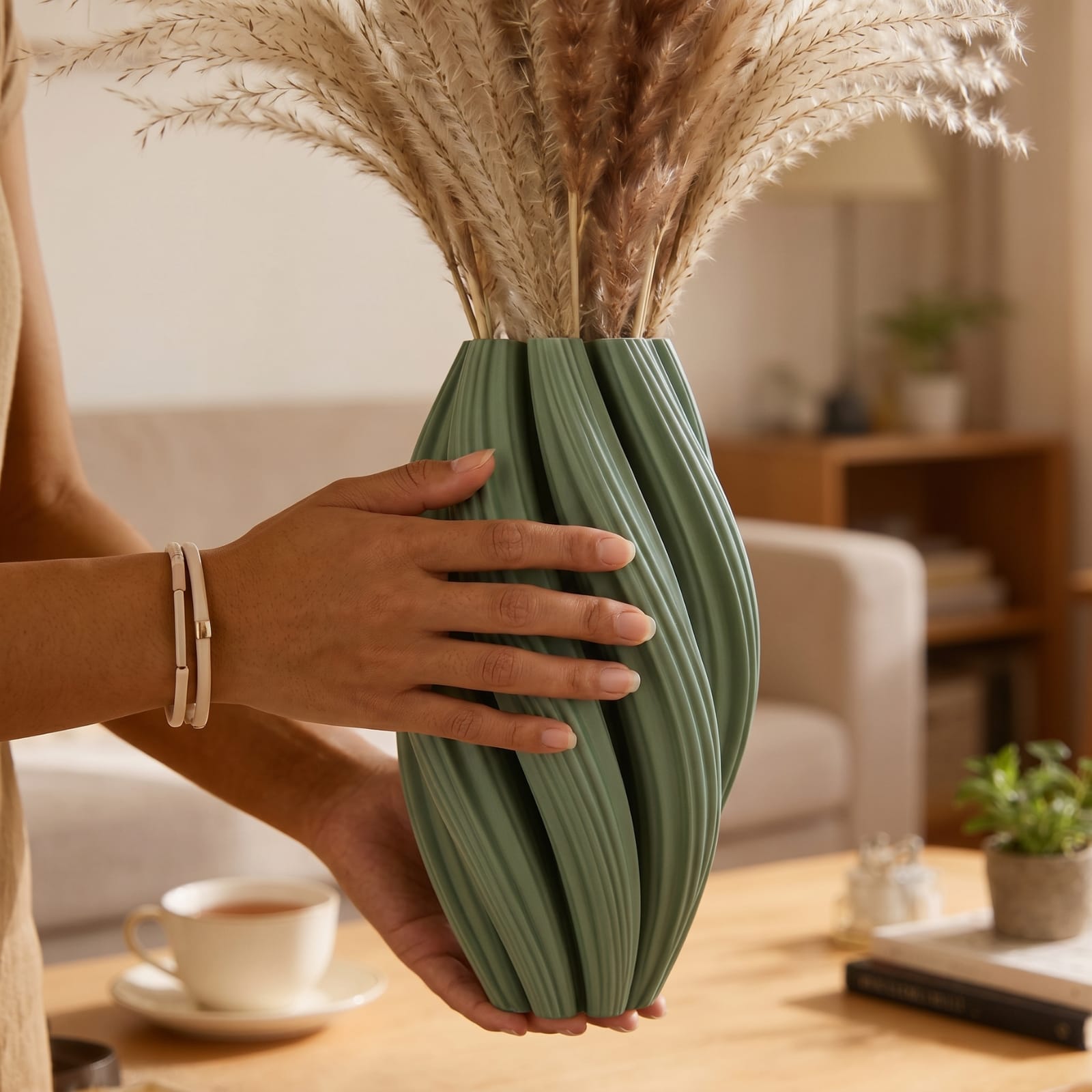 Vase Vert Wabi-Sabi Ondulé | La Galerie du Vase Image