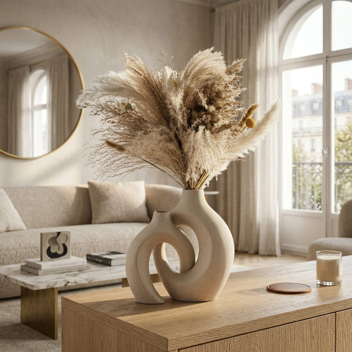 Vases en céramique moderne entrelacés
