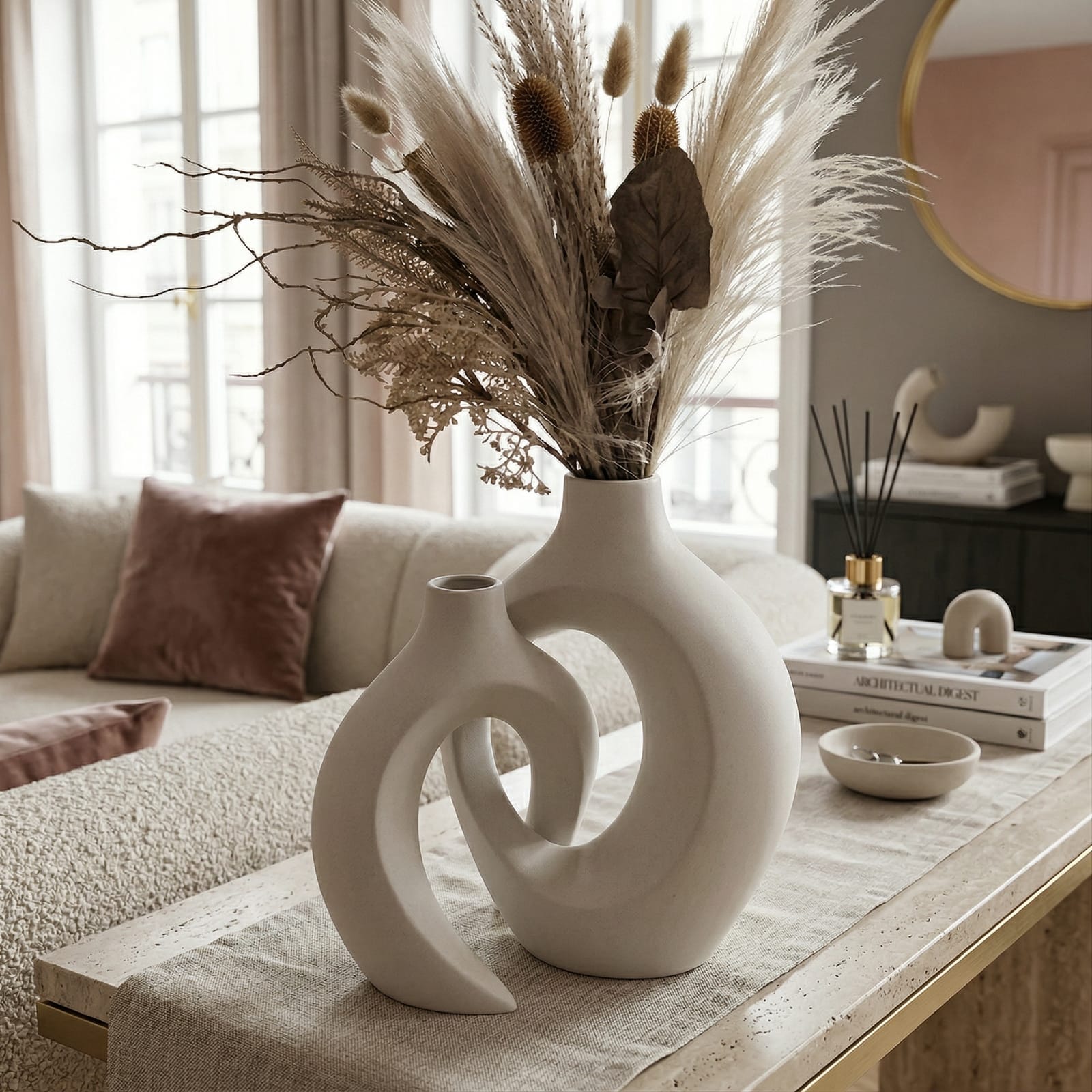 Vases en céramique moderne entrelacés en plastique Image